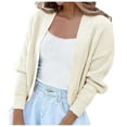 thumbnail image 1 of Spring Cardigan Ladies Solid Color Long Sleeve Open Shoulder Cropped Knit Cardigan Sweater Summer Cardigans Women Lightweight White L, 1 of 4
