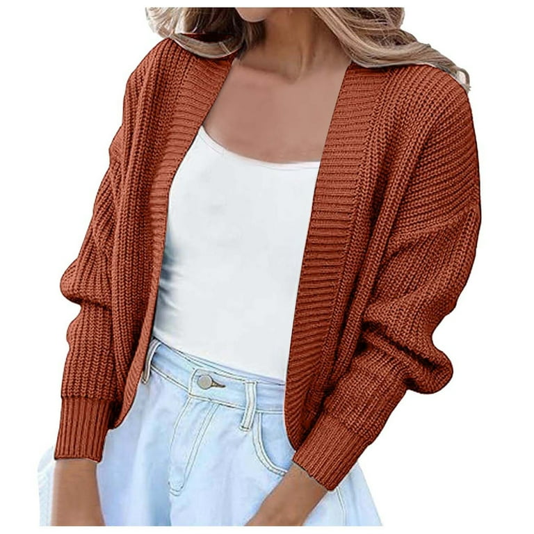 Spring Cardigan Ladies Solid Color Long Sleeve Open Shoulder