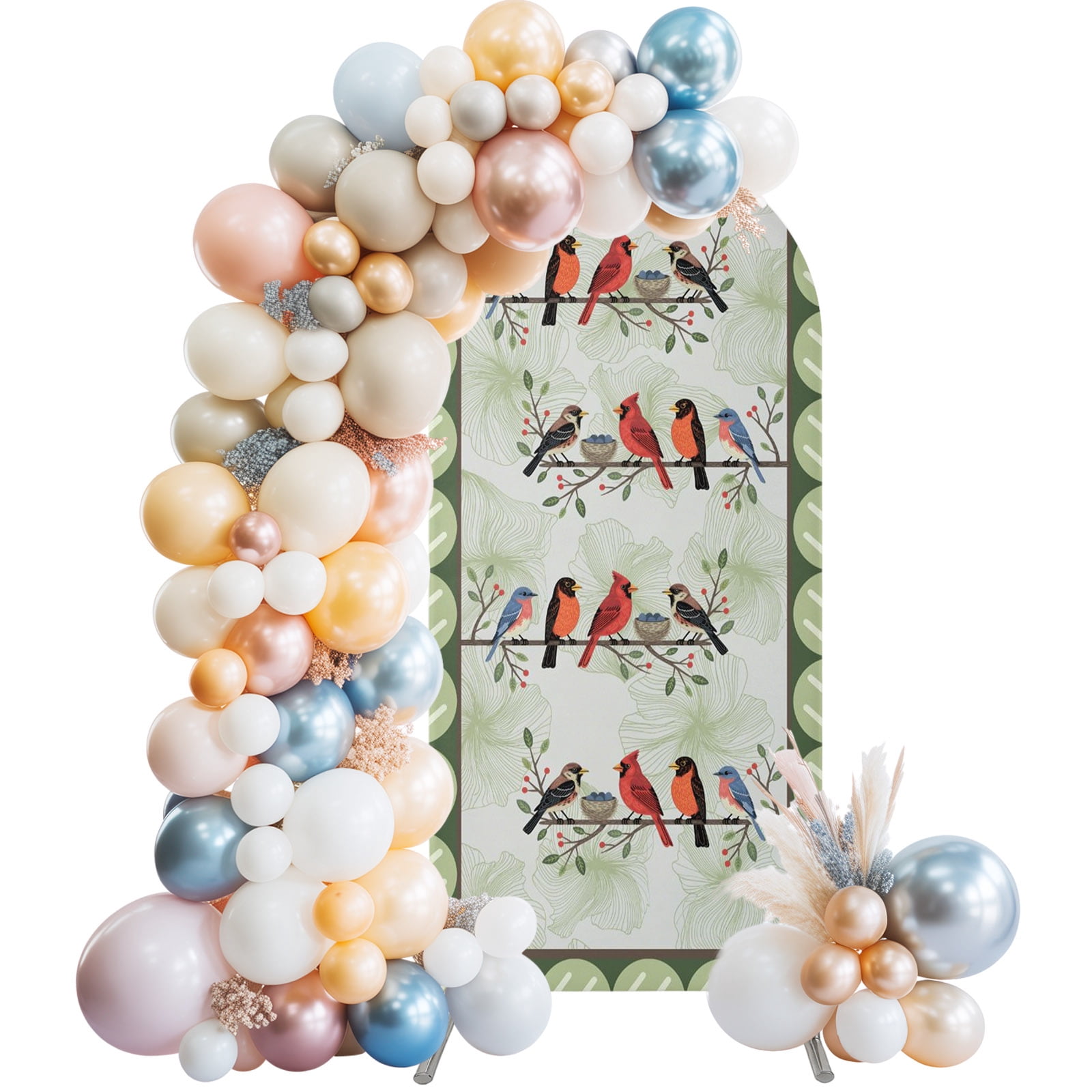 Cardinal Backdrop Spring Cardinal Arch Backdrop Cover 4 FT Birds Light Green Leaf ...