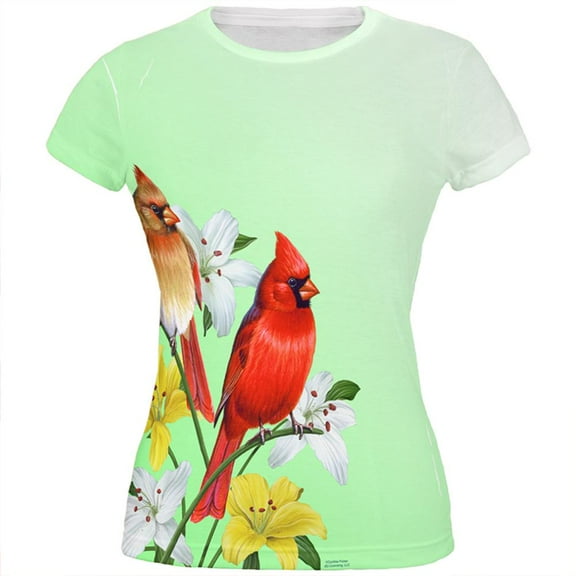 Spring Cardinals All Over Womens T-Shirt - Medium