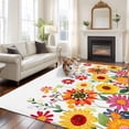 thumbnail image 1 of Spring Cartoon Large Area Rugs 6x9 ft Multicolor Sunflower Cute Floral Leaves Washable Rug Non Slip Indoor Carpet Absorbent Floor Mat for Living Room Bedroom Dining Room, 1 of 9