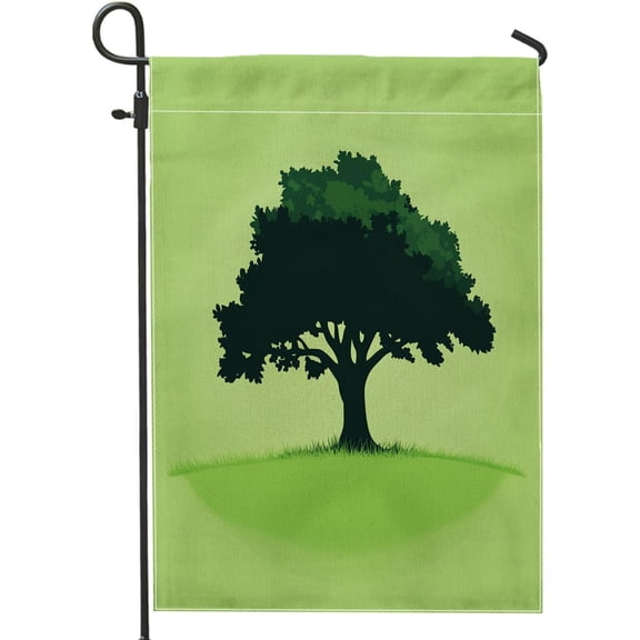 Spring Cartoon Tree Garden Flag 12x18 Inch Double Sided Burlap, Fun Anime Tree Outdoor Lawn Flag for Yard and House Decor