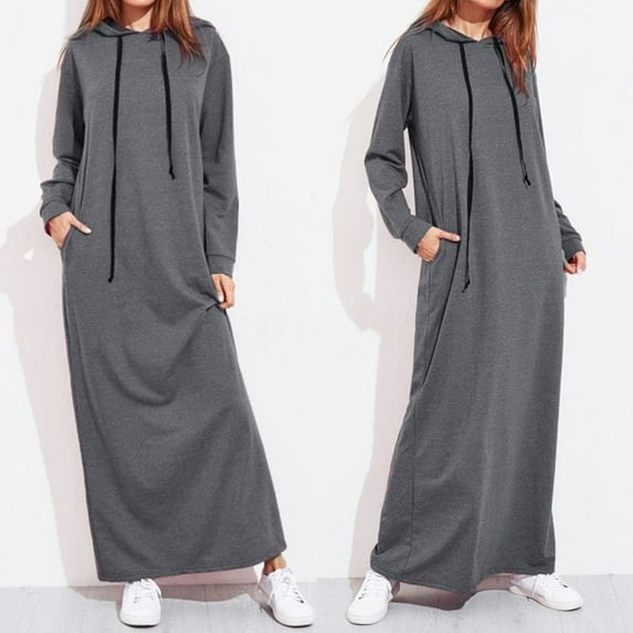 Spring Casual Dresses For Women 2023 Long Sleeve Hooded Hoodies Long Summer Maxi Dresses For Women 2023