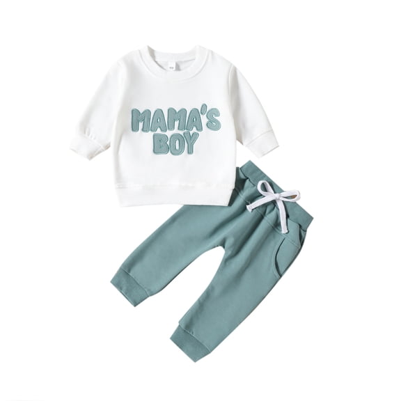 Spring Casual Sweatsuit Toddler Boys Long Sleeve Letter Prints Pullover Tops + Pants Child Kids 2Pcs Set Outfits Cute Leisure Holiday Wear