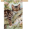 thumbnail image 1 of Spring Cat House Flag 28 x 40 Vertical Double Sided Pink Floral Farmhouse Holiday Outside Decorations Burlap Yard Flag BW573-40, 1 of 6