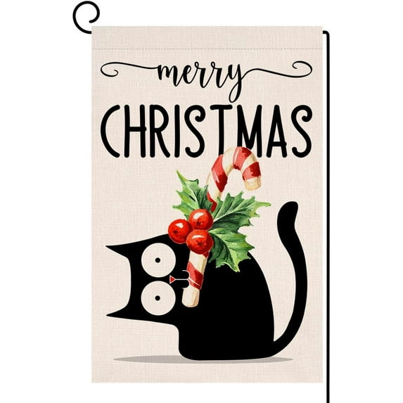 Spring Cat Tulip Garden Flag 12x18 Vertical Double Sided Welcome Easter Farmhouse Holiday Outside Decorations Burlap Yard Flag BW767