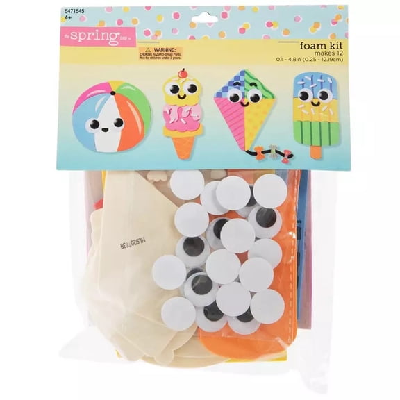 Spring Characters Foam Craft Kit - Makes Ice Cream, Kite, Beach Ball