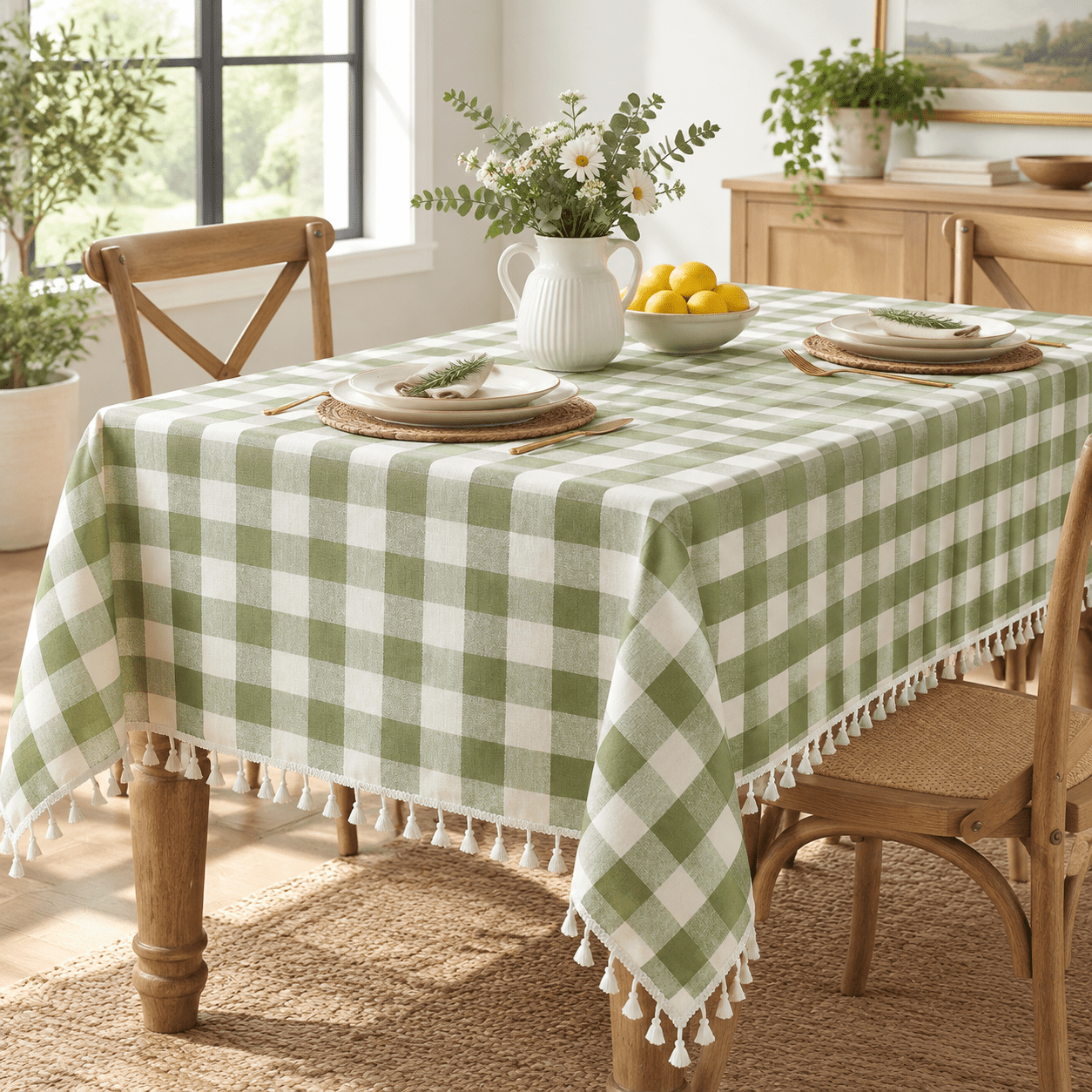 Spring Checkered Tablecloth Rectangle Washable Heavy Duty Plaid Table ...