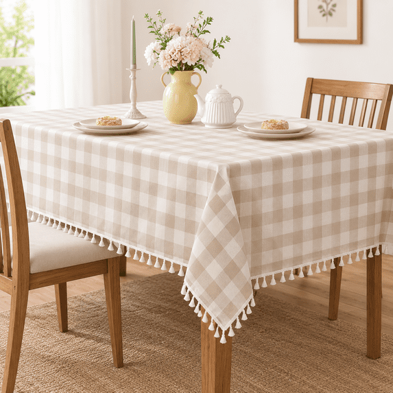Linken Roo Spring Checkered Tablecloth Rectangle Washable Plaid Table Cloth With ...