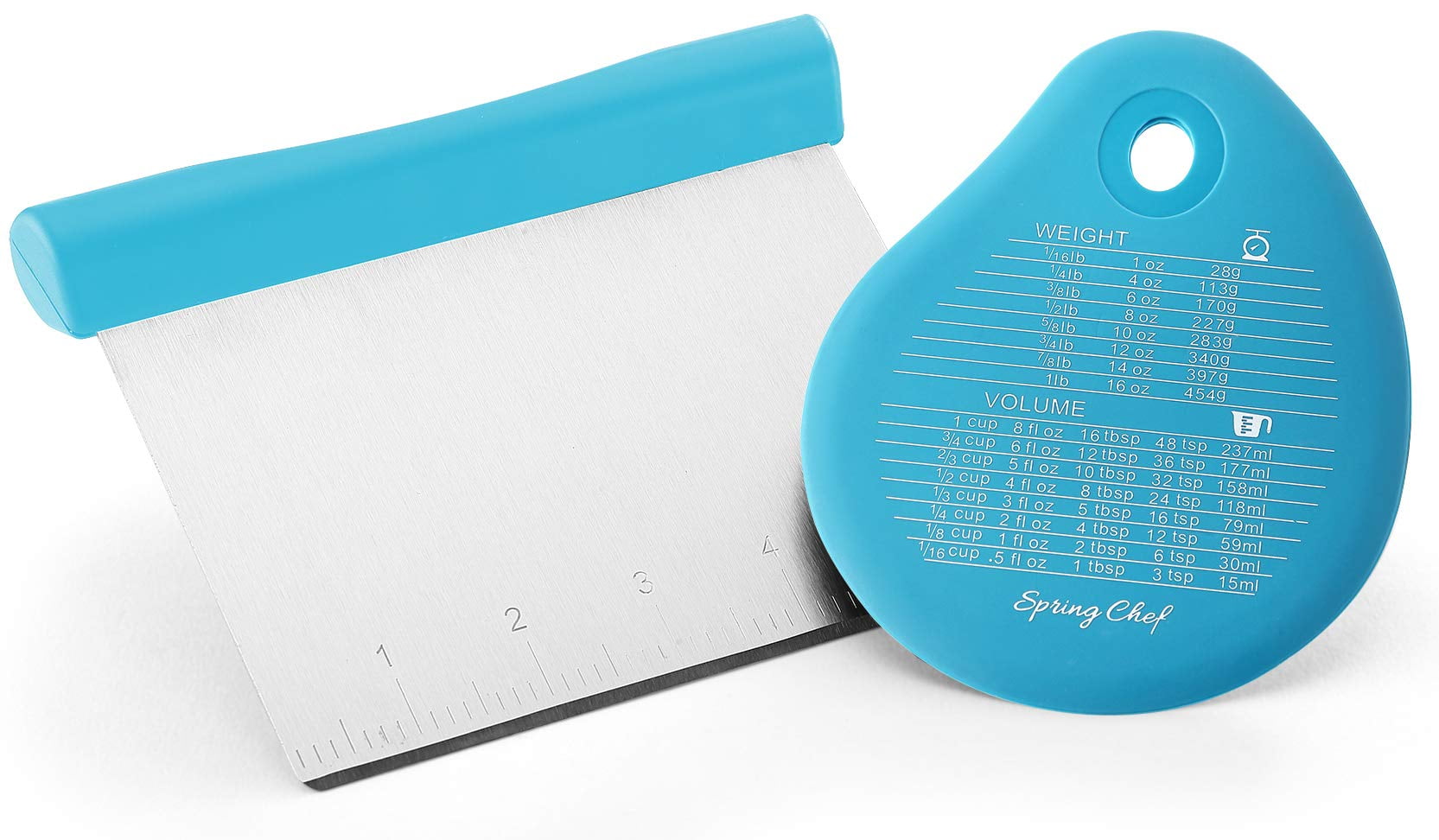 Spring Chef Bench Scraper Stainless Steel Dough Cutter with Bowl