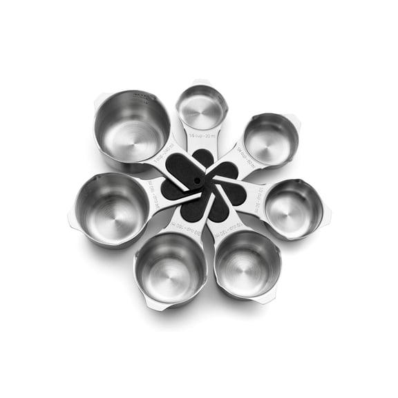 Spring Chef Magnetic Stainless Steel Measuring Cups, Patented, Kitchen Tools with Easy to Read Markings for Measuring Dry or Liquid Ingredients, Set of 7, Black Y101