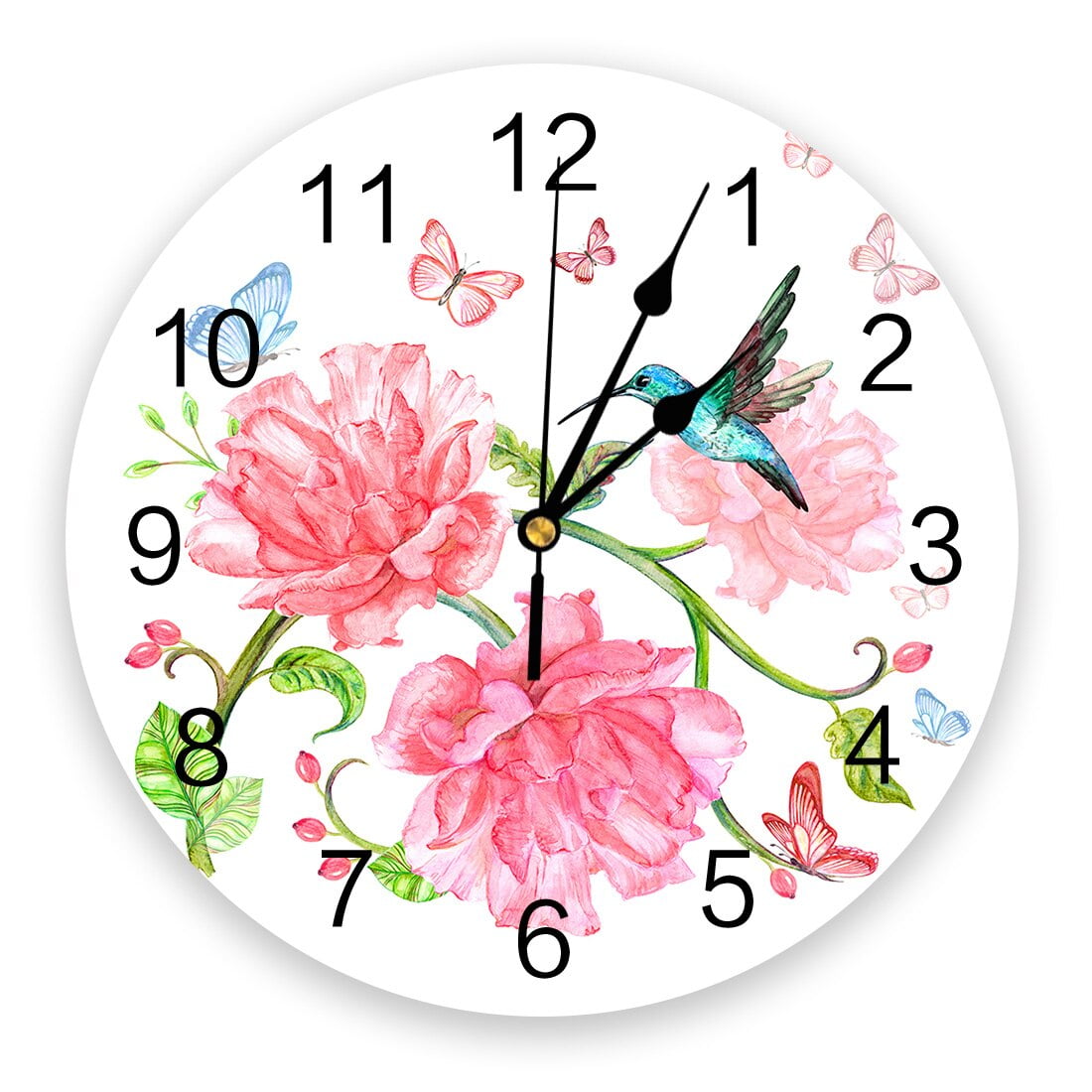 Spring Cherry Blossom Hummingbird 3D Wall Clock Modern Design Living ...