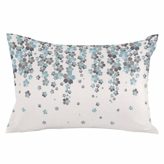 Spring Cherry Flowers Throw Pillow Cover 20 x 36 Inch Decorative Pillow Cover Blue-green Gray Floral Blossom Beige Lumbar Pillowcase Seasonal Rectangle Cushion Case for Couch Sofa Bed Living Room