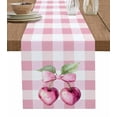 thumbnail image 1 of Spring Cherry Fruit Table Runner 70 Inches, Farmhouse Buffalo Plaid Pink Bow Bed Runner Dresser Scarves Tabletop for Indoor Outdoor Parties/Ceremony/Banquet, 13" x 70", 1 of 8