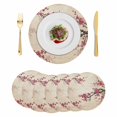 thumbnail image 1 of Spring Cherry Round 15 Inch Placemats Set of 6, Vintage Red Flowers Branches Ink Painting Beige HeatResistant Non Slip Place Mats for Dining Table, Wipeable Kitchen Table Mats for Housewarming, 1 of 9
