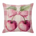 thumbnail image 1 of Spring Cherry Throw Pillow Cover Sweet Pink Plaid Linen Texture Cotton Linen Cushion Cover Throw Pillow Case with Invisible Zipper for Couch Sofa Bed Chair Car 20x20 Inch, 1 of 9