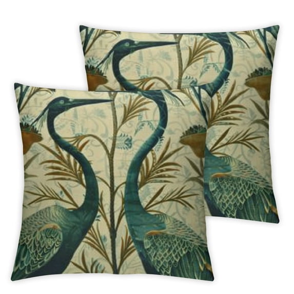 Spring Chinoiserie Pillow Covers Green and Yellow Chinoiserie Birds Flowers Reversible Throw Pillow Covers for Couch Bed Sofa Cushion Farmhouse Room Decor