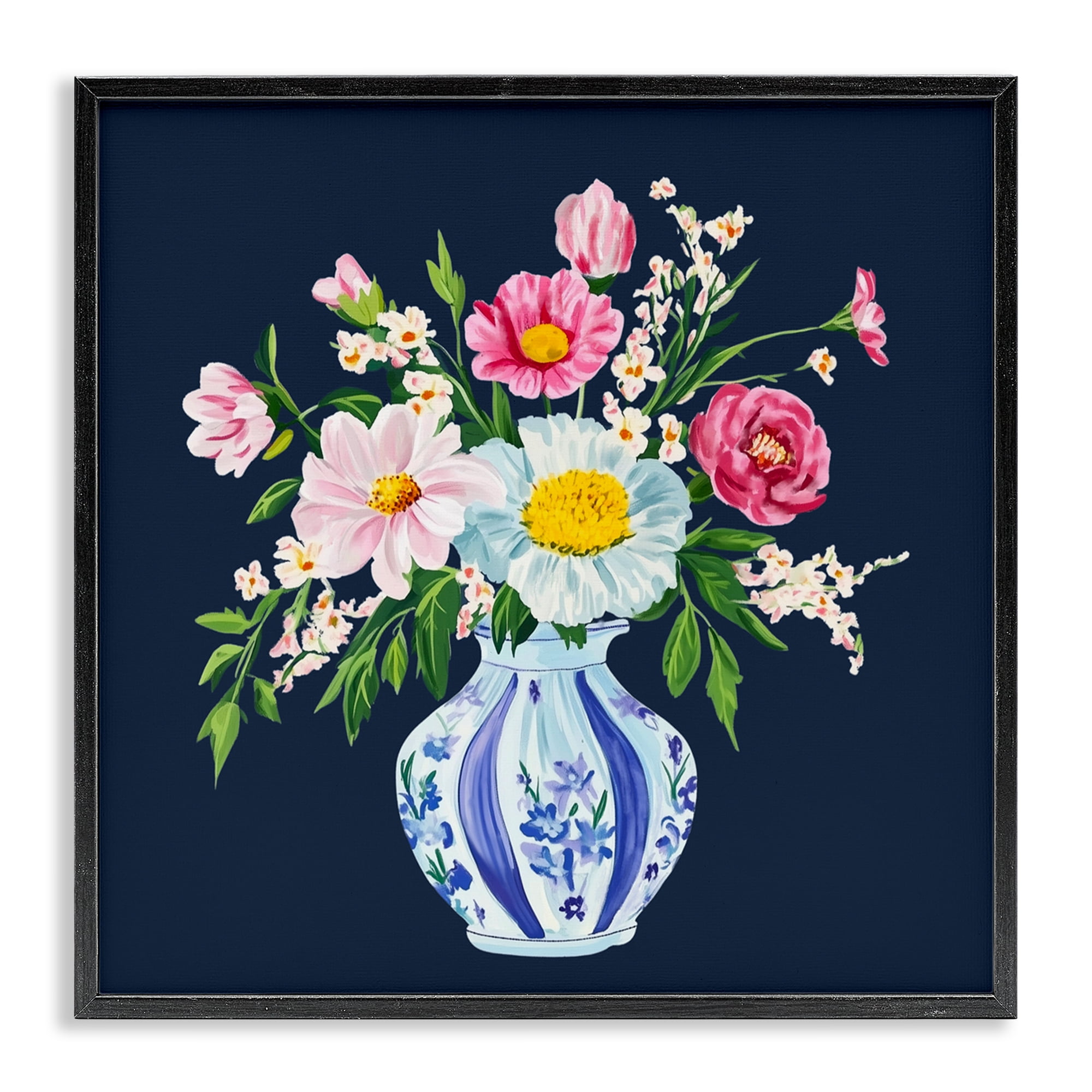 Spring Chinoiserie Vase Black Framed Giclee Art, design by Yen
