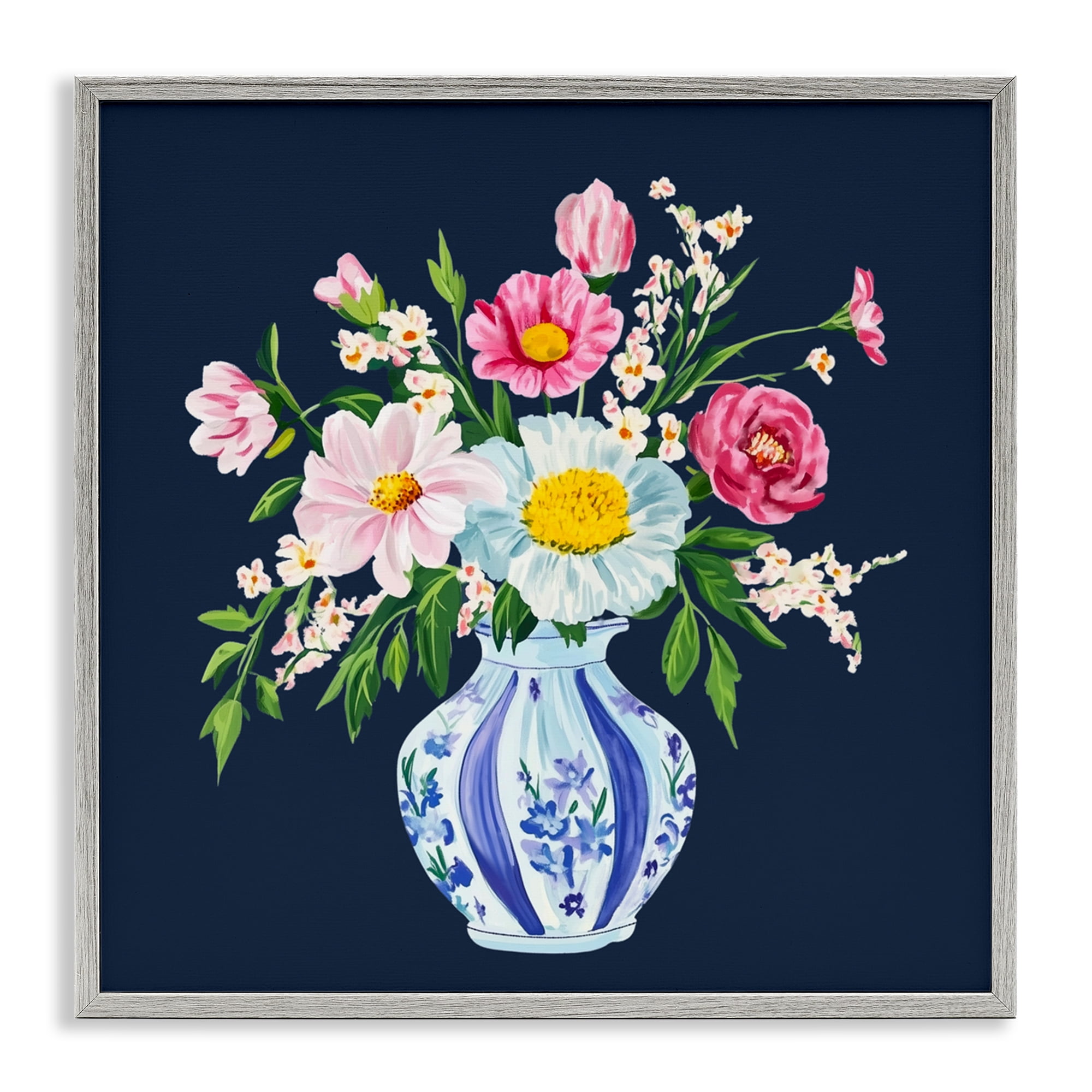 Spring Chinoiserie Vase Gray Framed Giclee Art, design by Yen