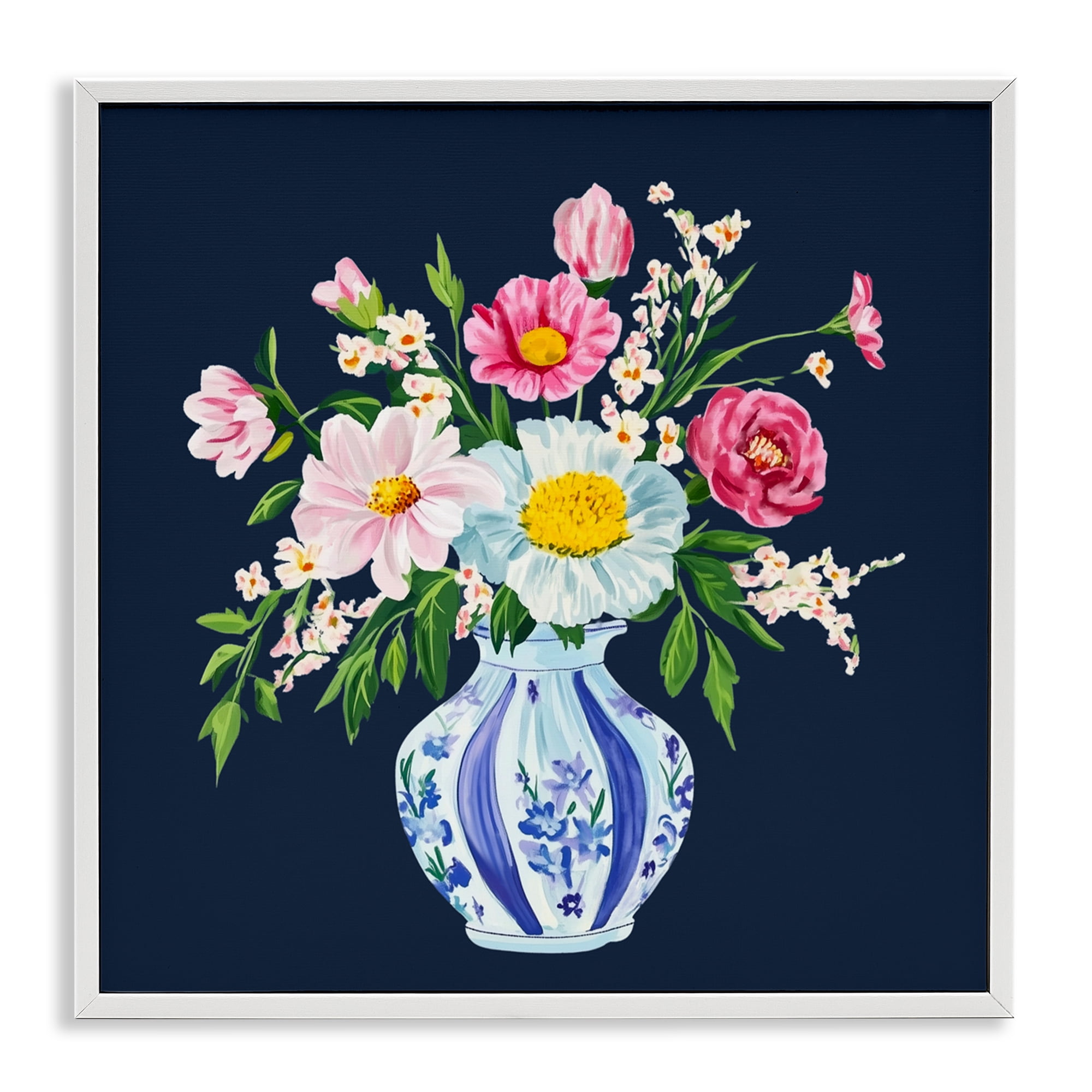 Spring Chinoiserie Vase White Framed Giclee Art, design by Yen