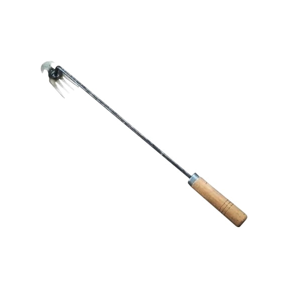 Hvmvliv Spring Garden Weeds Pulling Tools 20In Garden Weeds Puller with Wooden Handle 4-Teeth Small Manual Agricultural Tools Remover Weeding Uprooting Planting Loosening for Yard Silver