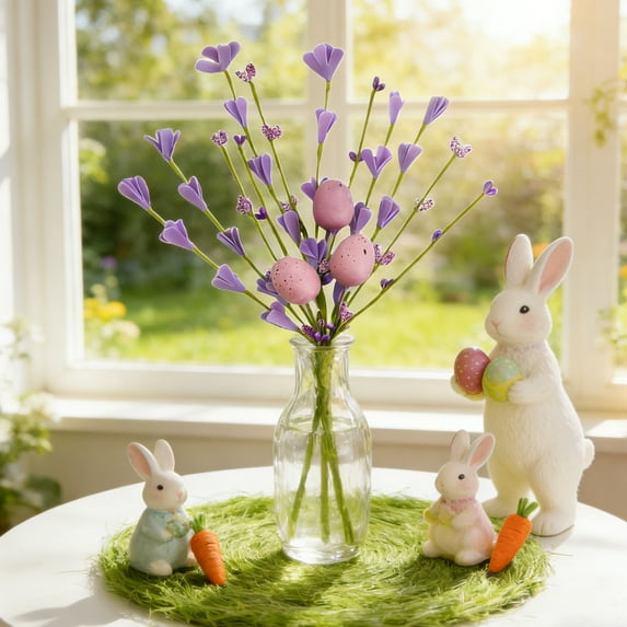Spring Clearance! YZEGDCH Easter Picks Artificial Plant Decor Spring Easter Basket Bouquets Floral Arrangement Centerpiece Wreath