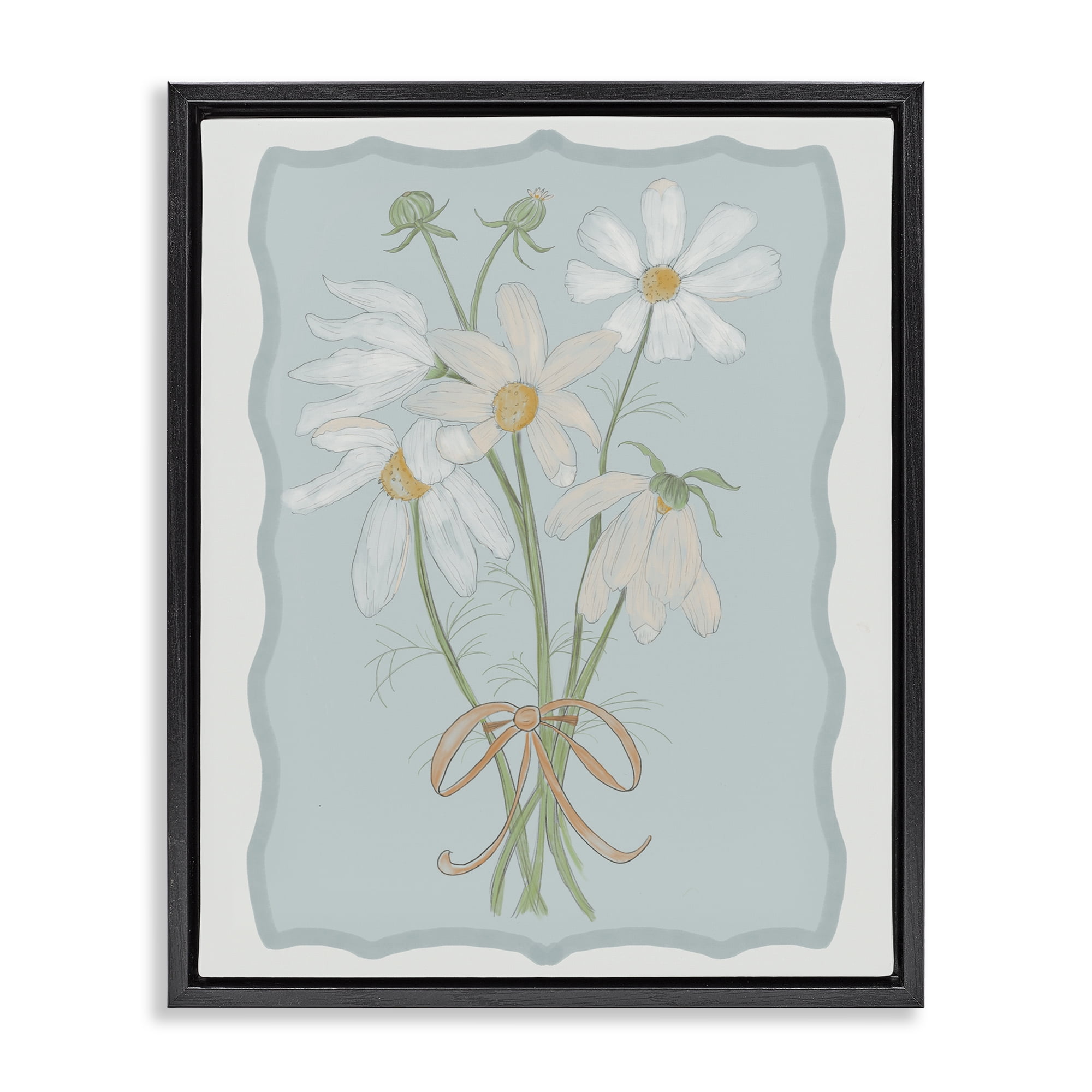 Spring Clippings Daisies Black Framed Floater Canvas Wall Art, design by Leslie Hermosa