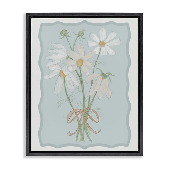 Spring Clippings Daisies Black Framed Floater Canvas Wall Art, design by Leslie Hermosa
