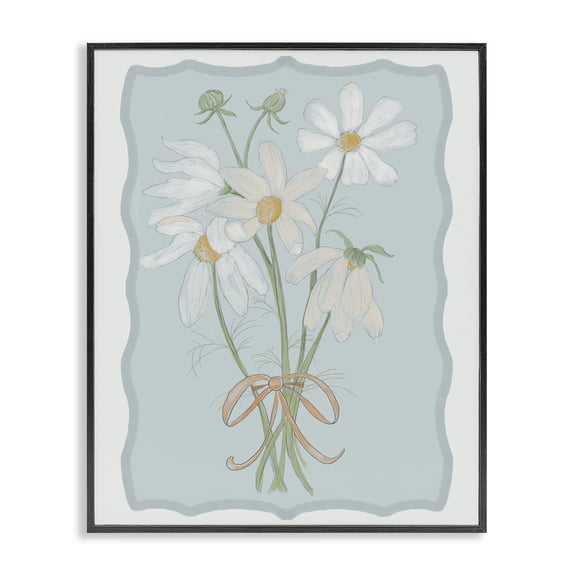 Spring Clippings Daisies Black Framed Giclee Art, design by Leslie Hermosa