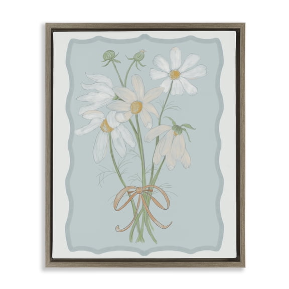 Spring Clippings Daisies Brown Framed Floater Canvas Wall Art, design by Leslie Hermosa
