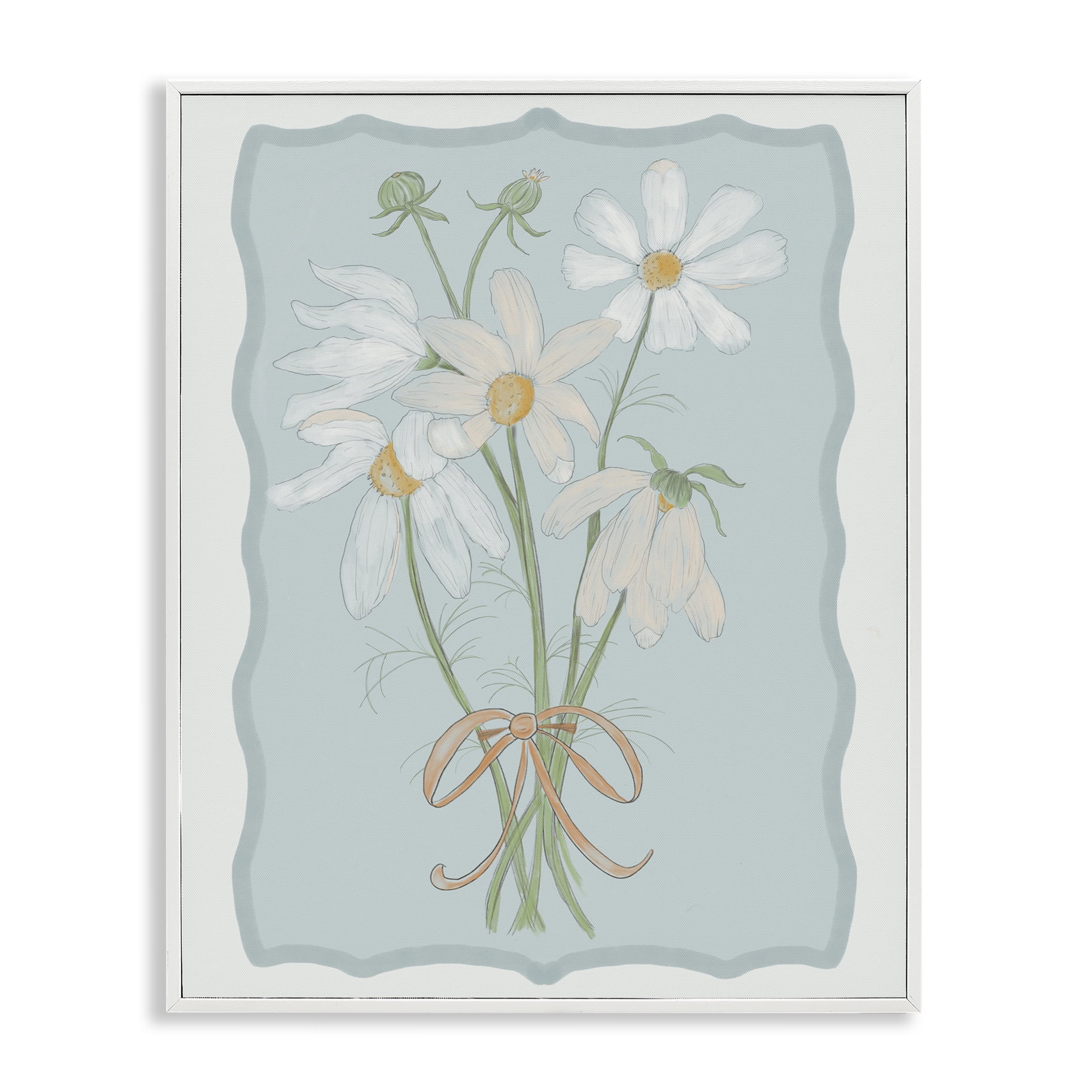 Spring Clippings Daisies White Framed Giclee Art, design by Leslie Hermosa
