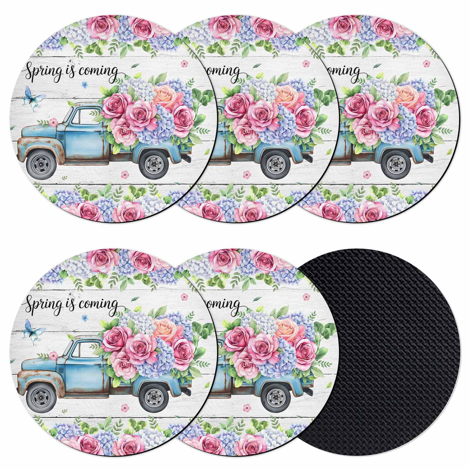 Spring Wool Coasters Spring Coasters Set of 6, Absorbent Coasters for Drinks, Truck ...