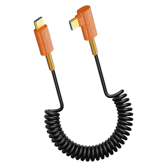 Spring Coiled Data Cable USB Type C Telescopic Charging Wire Line Adjustable Length up to 1.1m Support 240W Charging