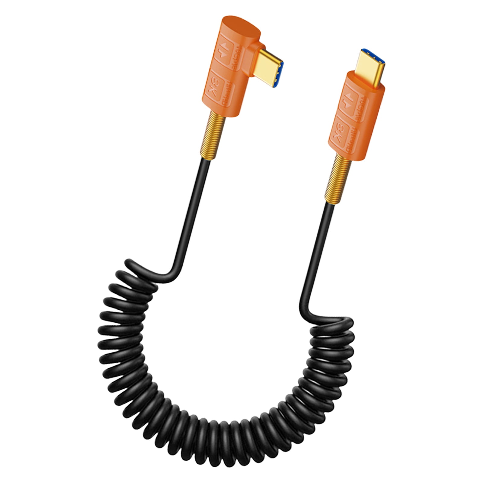 Spring Coiled Data Cable USB Type C Telescopic Charging Wire Line Adjustable Length up to 1.1m Support 240W Charging