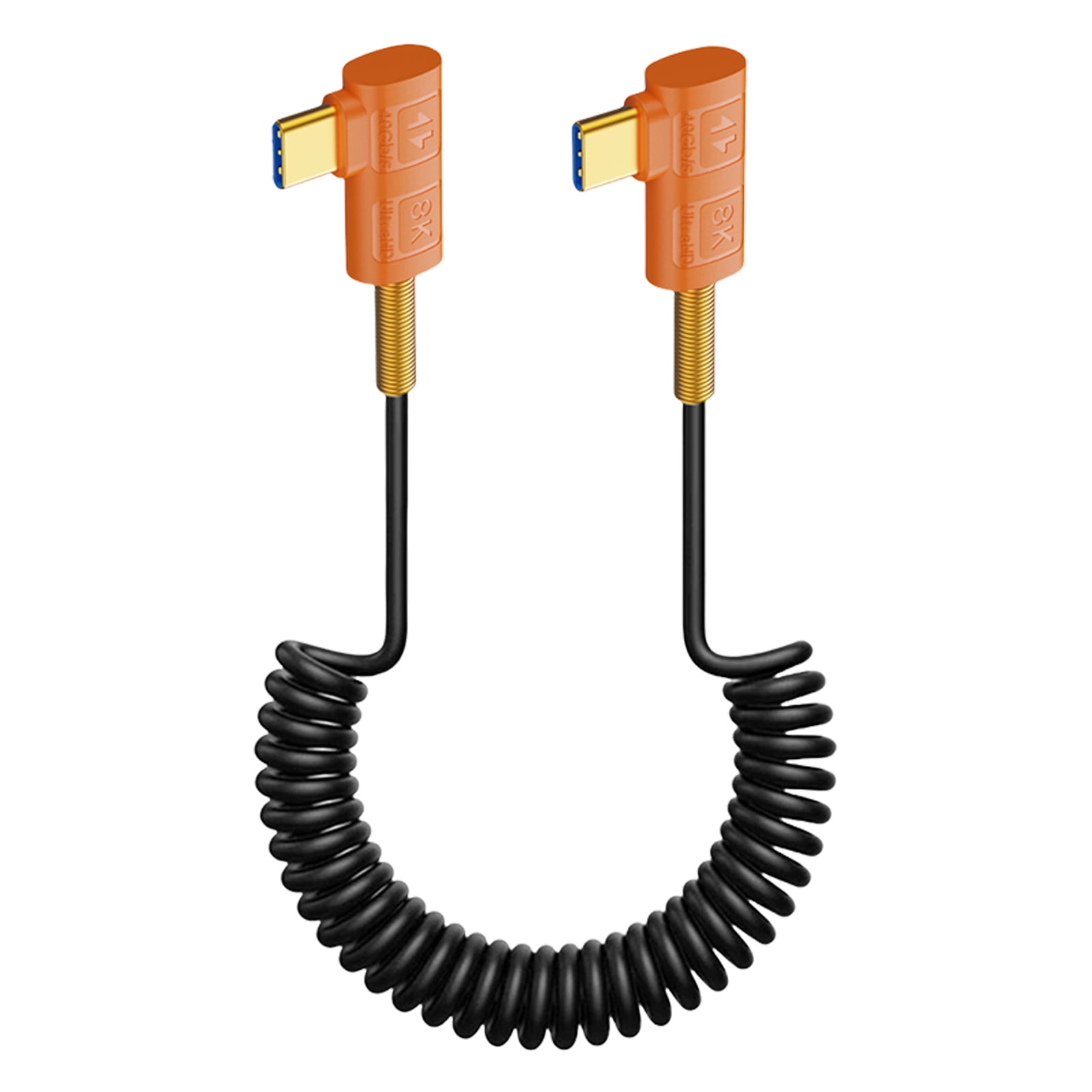 Spring Coiled Data Cable USB Type C Telescopic Charging Wire Line Adjustable Length up to 1.1m Support 240W Charging