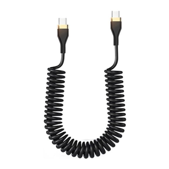 Spring Coiled Type C Cable 1.8M 120W Rapid Charging Double Port Fast Data Transfer Durability PVC Construction for Phone