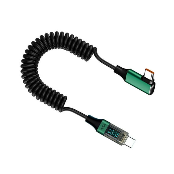 Portable USB C Quick Charging Wire Type C PD100W Charging Cable Spring Data Line with Digital Readout Extend Up to 180cm