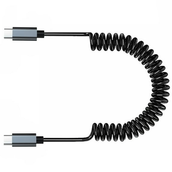 Spring Coiled USB C to USB C Data Cable Wire for Quick Charging and Easy Use