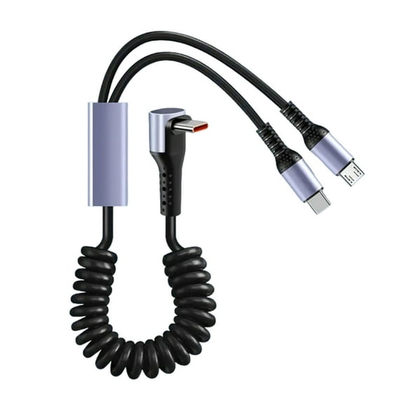Spring Coils Charging Cord for MicroUSB Phones/Tablets, 66W Fast Speed Charging Type C Data Syncs Cable