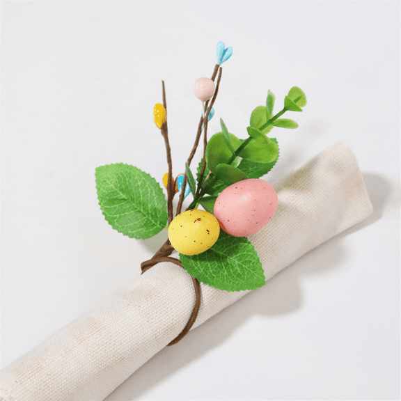 Spring Colorful Berries Napkin Rings, Easter Egg Simulation Design, European and American Style Table Decor for Hotel and Home Interior