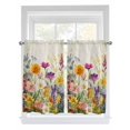thumbnail image 1 of Spring Colorful Floral Living Room Curtains 2 Panel, Yellow Purple Pastoral Flowers Cafe Window Treatment, Farmhouse Bedroom Bathroom Kitchen Curtains Drapes 104"x45", 1 of 6