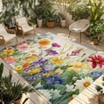 thumbnail image 1 of Spring Colorful Floral Outdoor Rug for Patio/Deck/Porch, Non-Slip Large Area Rug 4 x 6 Ft, Yellow Purple Pastoral Flowers Indoor Outdoor Rugs Washable Area Rugs, Reversible Camping Rug Carpet Runner, 1 of 8