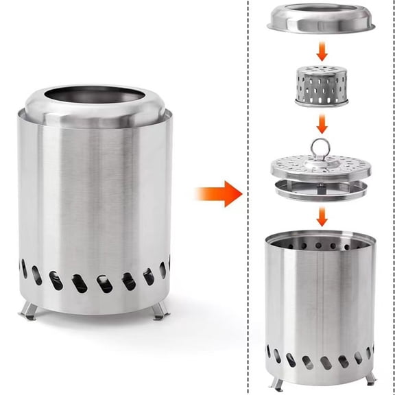 Spring Compact 8-inch Stainless Steel Tabletop Fire stove: Perfect for Outdoor Grilling