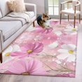 thumbnail image 1 of Spring Cosmos Area Rugs 4x6 ft Pink White Flowers Nature Plant Washable Rug Non Slip Indoor Carpet Absorbent Floor Mat for Living Room Bedroom Dining Room, 1 of 9