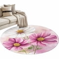 thumbnail image 1 of Spring Cosmos Round Area&nbsp;Rug 4ft Pink Flower Non-Slip&nbsp;Washable Circle Rugs Soft Felt Indoor Floor Mat for Bedroom Kitchen Living Room Bathroom, 1 of 9