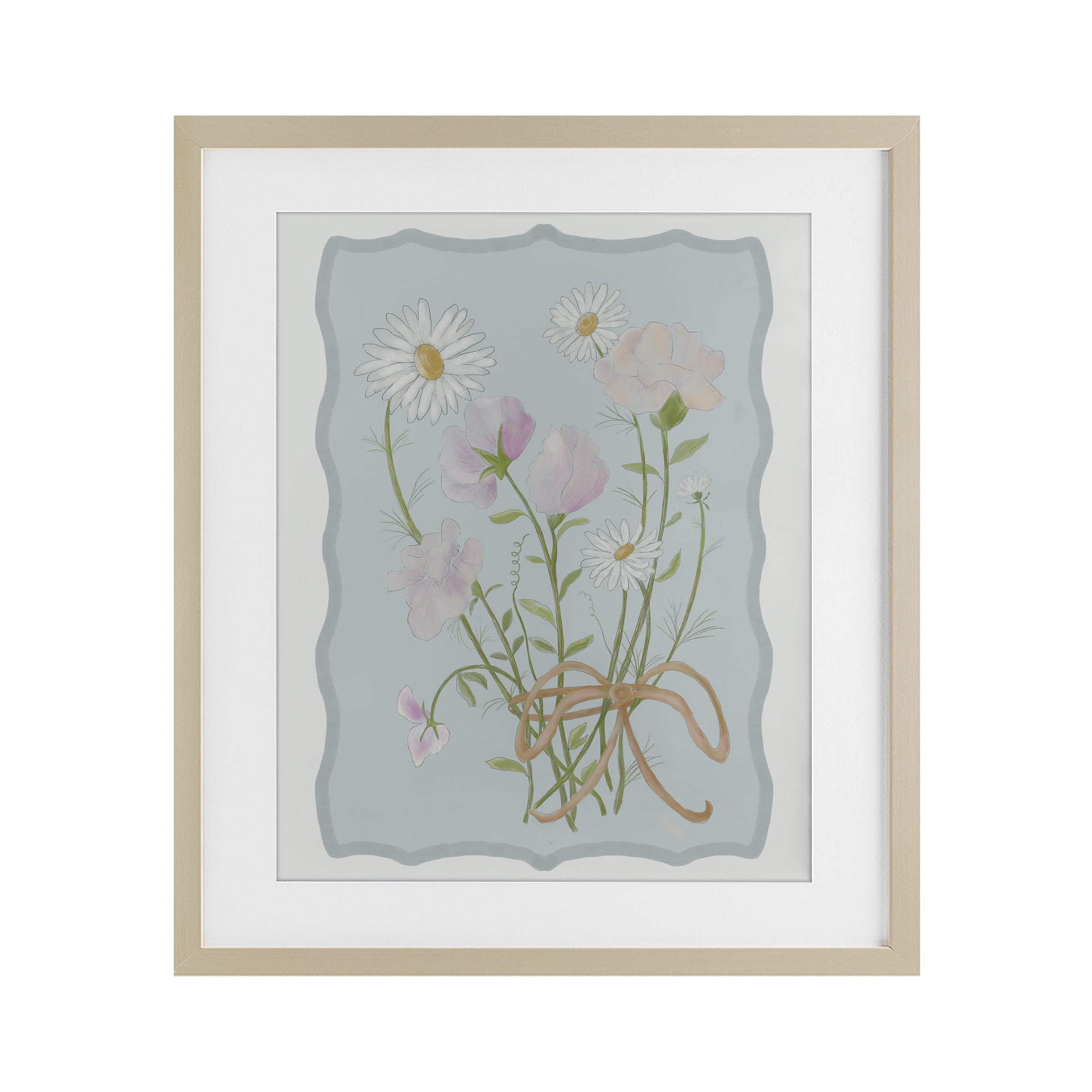 Spring Cottage Clippings Birch Framed Print Under Glass, design by Leslie Hermosa