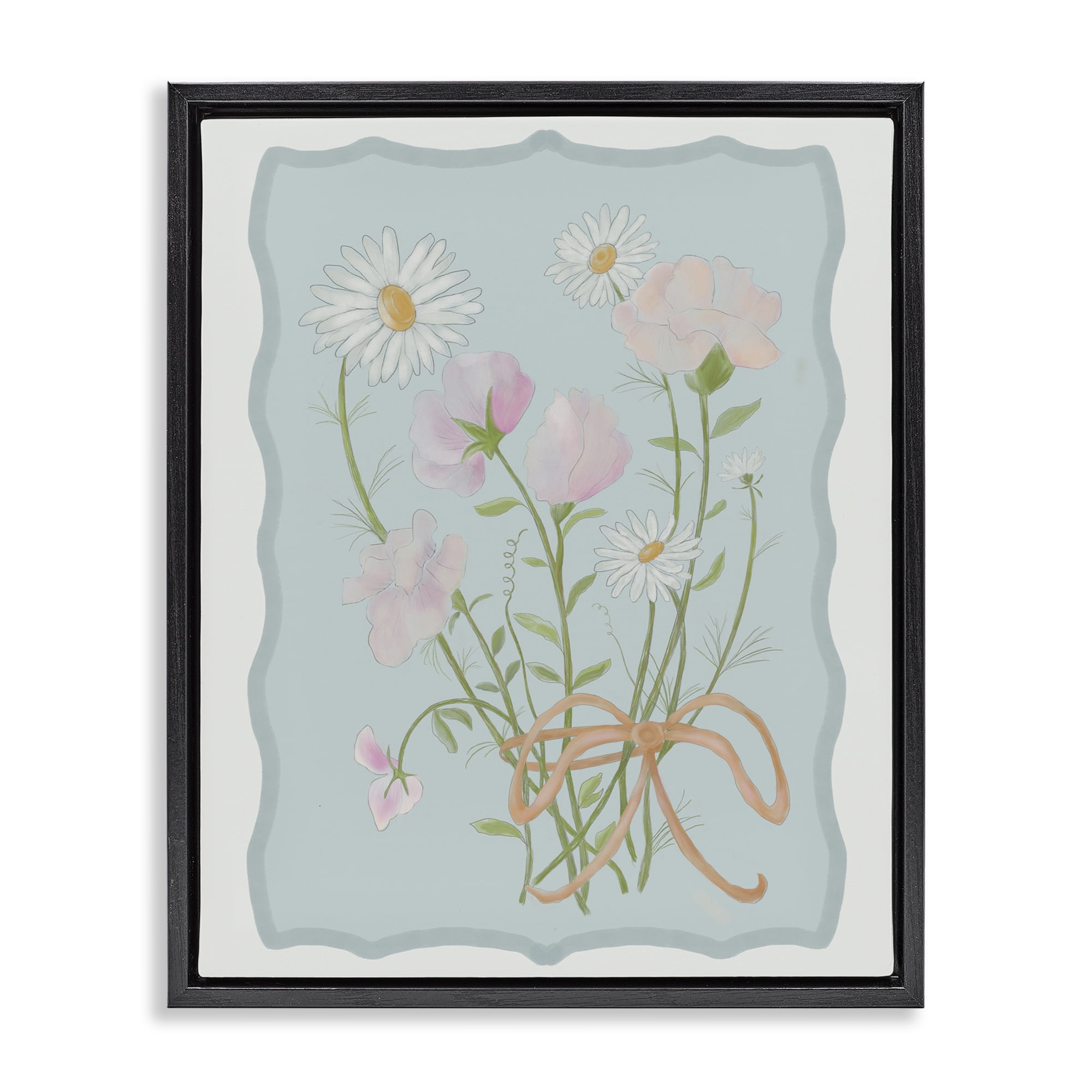 Spring Cottage Clippings Black Framed Floater Canvas Wall Art, design by Leslie Hermosa