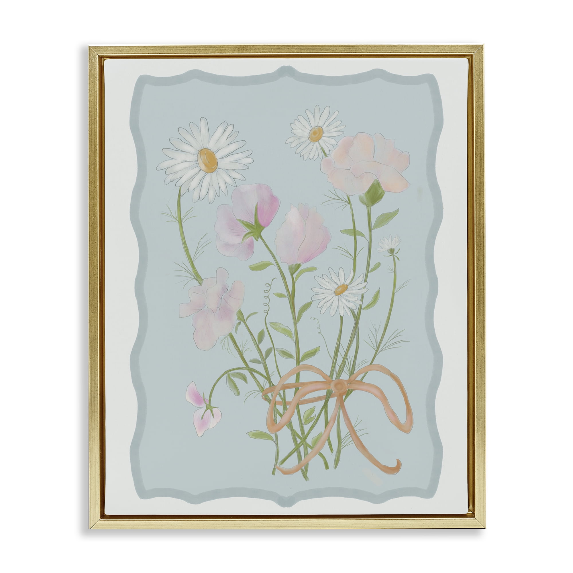 Spring Cottage Clippings Gold Framed Floater Canvas Wall Art, design by Leslie Hermosa