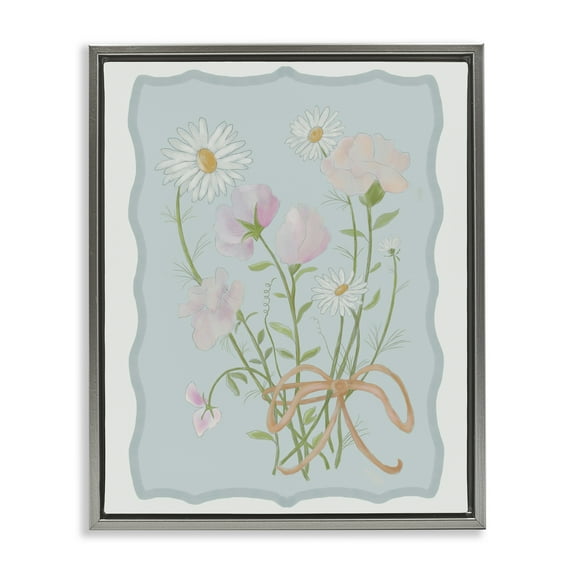 Spring Cottage Clippings Gray Framed Floater Canvas Wall Art, design by Leslie Hermosa