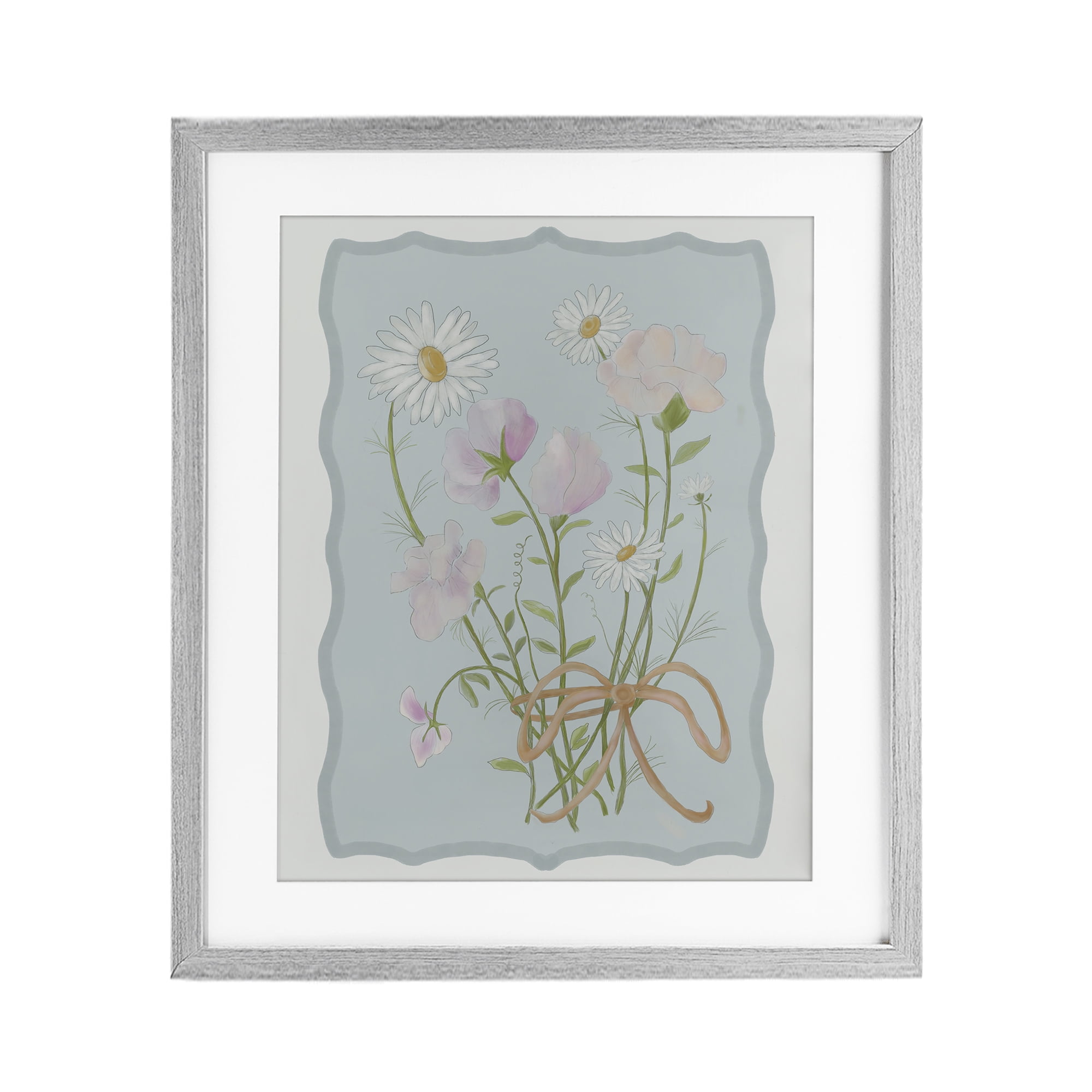 Spring Cottage Clippings Gray Framed Print Under Glass, design by Leslie Hermosa